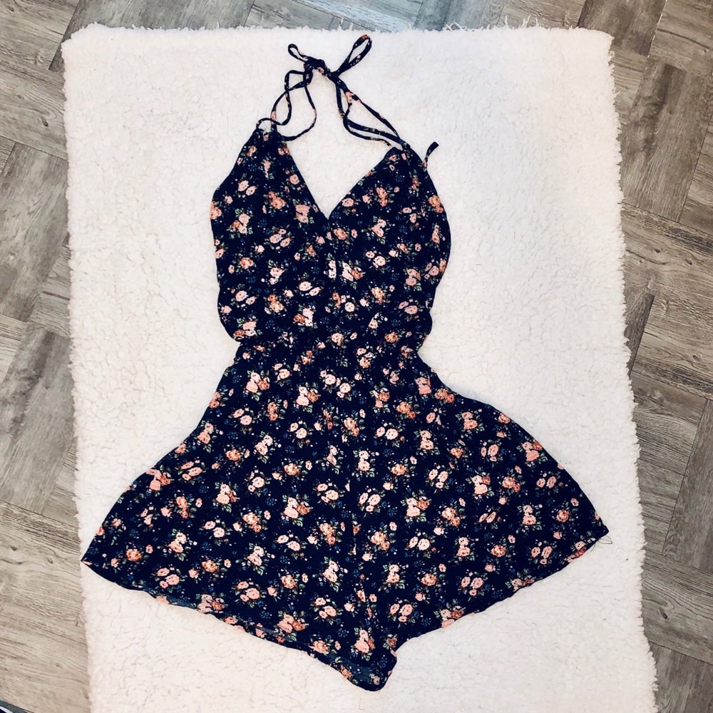 Navy Floral Romper
